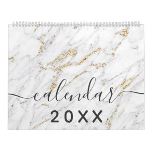 Calendário padrões modernos e elegantes de mármore chic