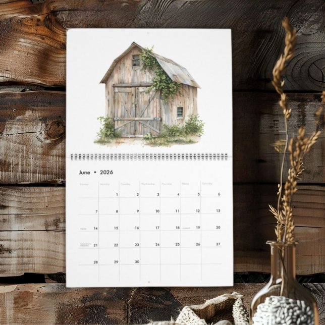 Calendário País Russo 12 Barns Diferentes Personalizados (Criador carregado)
