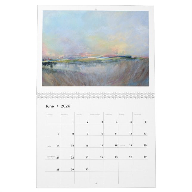 Calendário Paisagem Abstrato Art Original Painting 202X (Jun 2026)