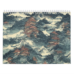 Calendário Paisagem de pintura a óleo no Japão