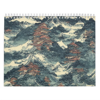 Calendário Paisagem de pintura a óleo no Japão