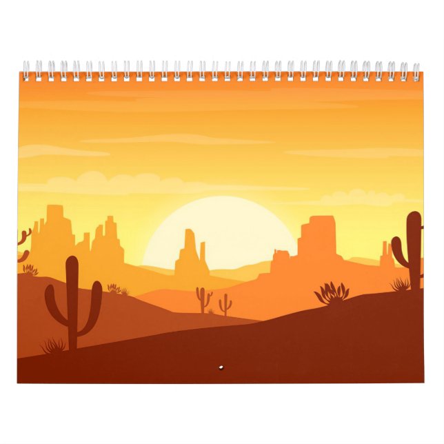 Calendário Paisagem do Deserto de Cactus (Capa)