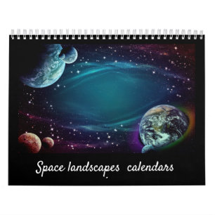 Calendário Paisagem Espacial Elegante Moderna de 12 Meses