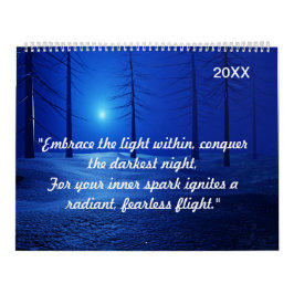 Calendário Paisagem Estética Floresta Fantasia Azul Escuro