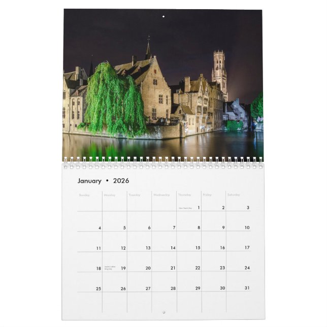 Calendário paisagens de Bruges (Jan 2026)