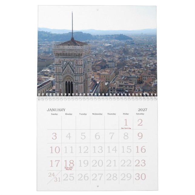 Calendário Paisagens de Tuscan (Jan 2027)