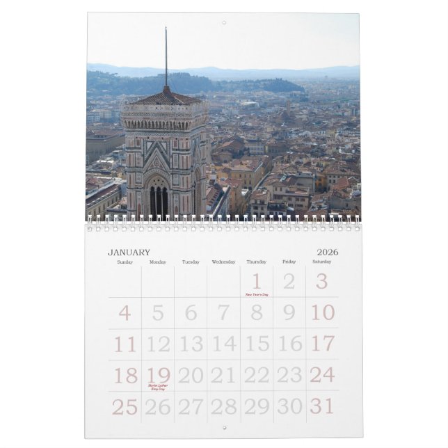 Calendário Paisagens de Tuscan (Jan 2026)