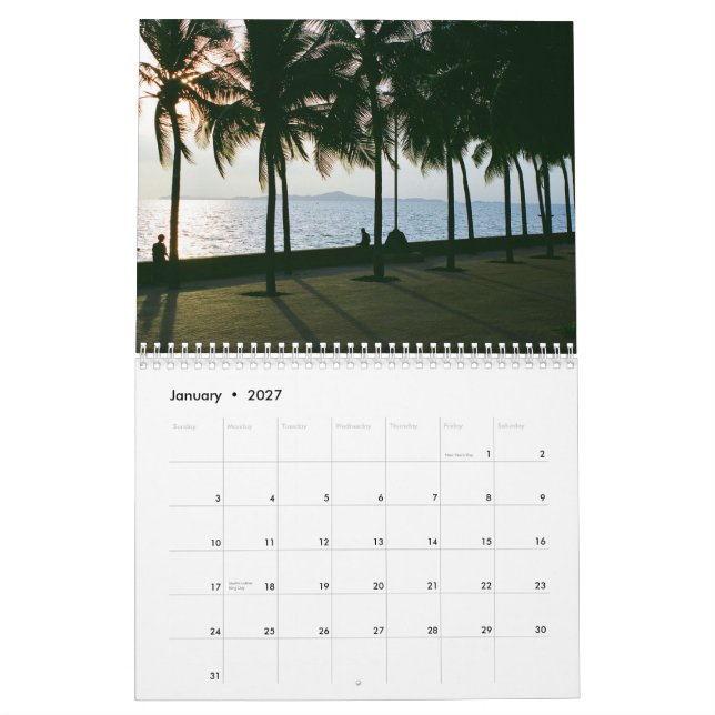 Calendário Palmas tropicais (Jan 2027)