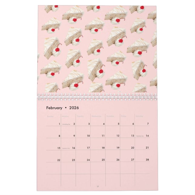 Calendário panqueca giro Bolinho de nozes fofo de fruta (Fev 2026)