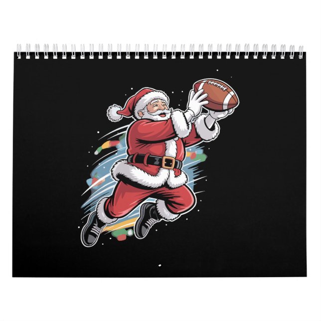 Calendário Papai Noel jogando futebol americano no Natal (Capa)