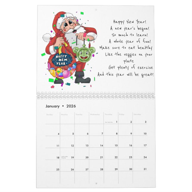 Calendário Papai Noel temático (Jan 2026)