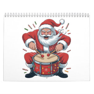 Calendário Papai Noel Tocando Bateria Natal Baterista Natal