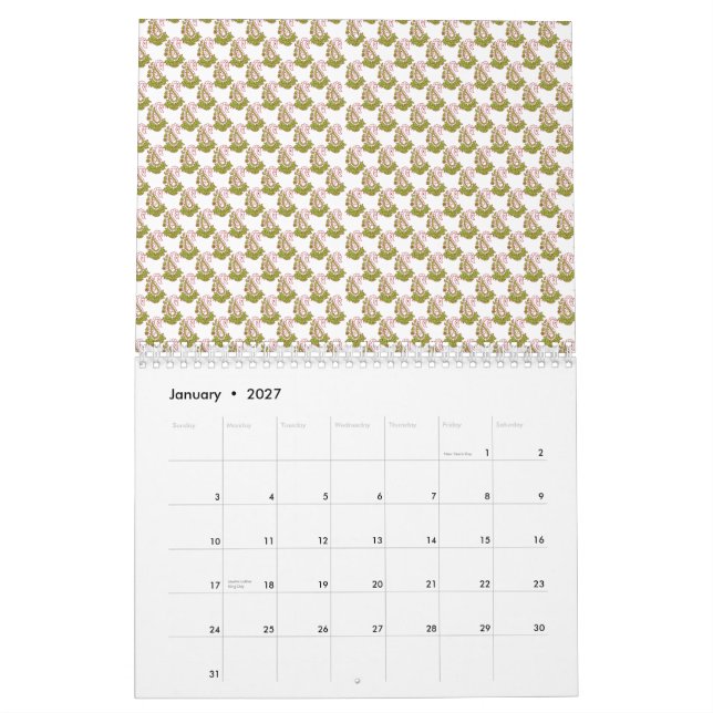 Calendário Papel de embalagem de cor clara com uma parte fest (Jan 2027)