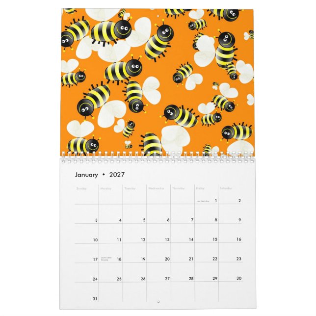Calendário Papel de parede do joaninha (Jan 2027)