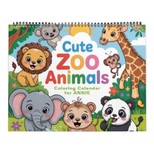 Calendário para Colorir Animais Fofos do Zoológico