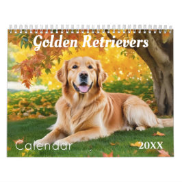 Calendário Parede da Raça Canina Retriever Dourado