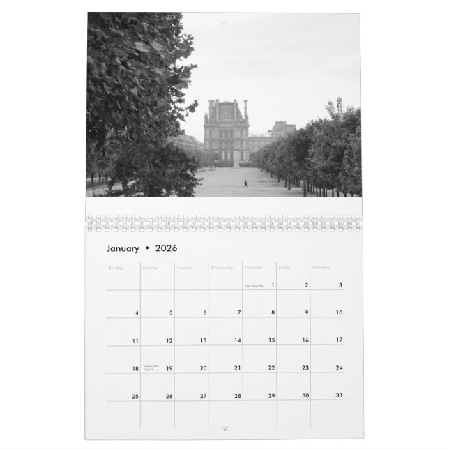 Calendário Paris - cenas da cidade (Jan 2026)