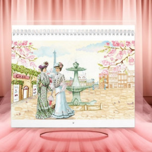 Calendário Paris Vintage Victorian Women Fashion Retro Paris