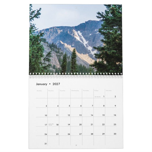 Calendário Parque nacional de montanha rochosa (Jan 2027)