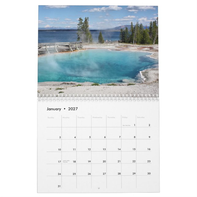 Calendário Parque nacional de Yellowstone (Jan 2027)