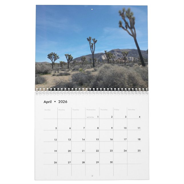 Calendário Parque Nacional Joshua Tree 2020 Calendar (Abr 2026)
