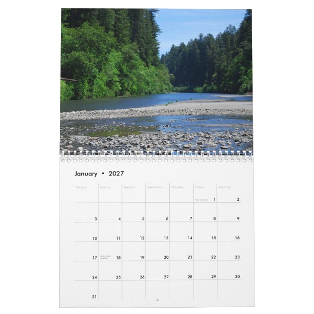 Calendário Parques estaduais da sequóia vermelha (Jan 2027)