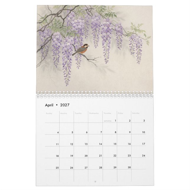CALENDÁRIO PÁSSAROS E FLORES JAPONESES (Abr 2027)