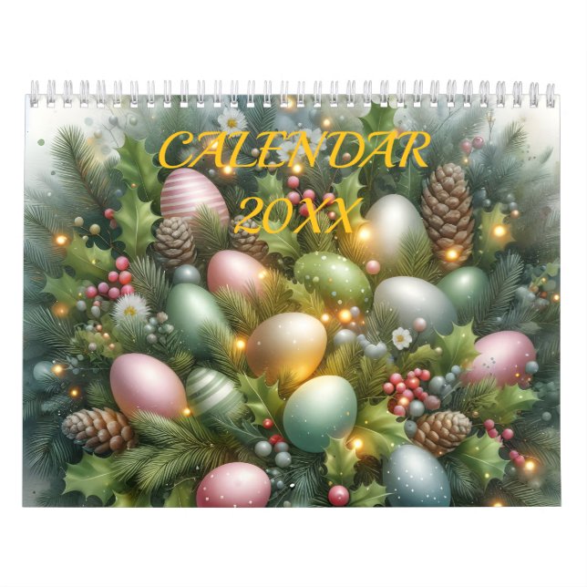 Calendário Pastel Easter Bunny Floral  All Year Watercolor  (Capa)