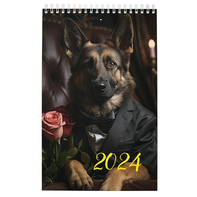 Calendário Pastores e dobermans. 2024 (Verso)