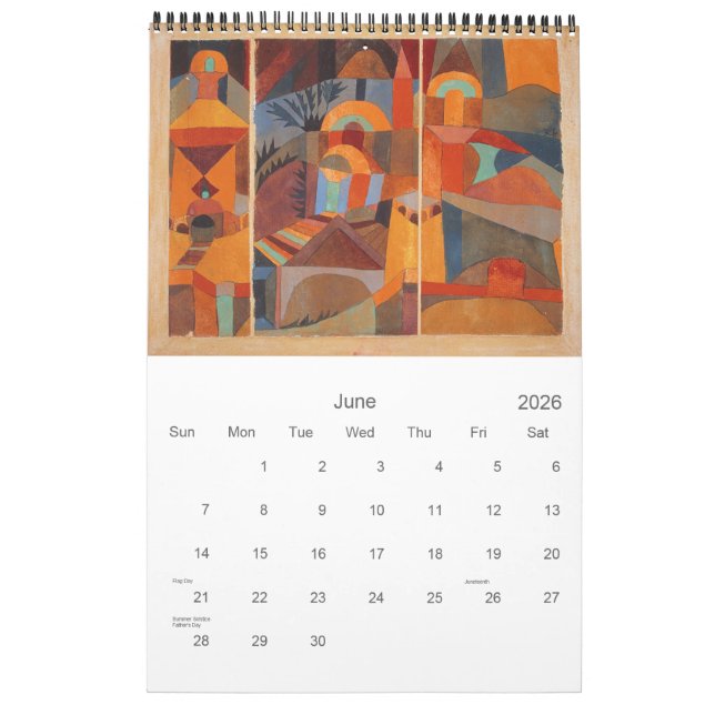 Calendário Paul Klee Abstrato Geométrico (Jun 2026)