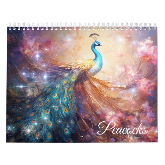 Calendário Pavões Fantásticos em Estilo Abstrato (Capa)