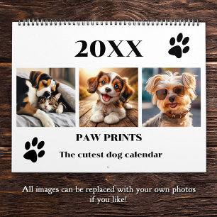 Calendário Paw Imprime Fotografia de Cachorro Pet Grande