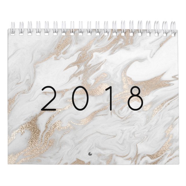 Calendário Pedra Dourada Mínima de Cinza Branca Prateada (Capa)