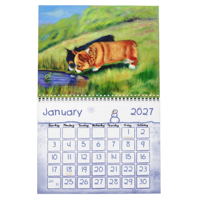 Calendário Pembroke Welsh Corgi Calendar A Alegria de Corgis (Jan 2027)