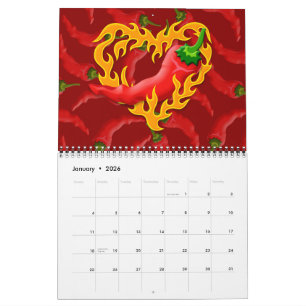 Calendário Pepper Chili com Flame Heart