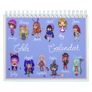 Calendário Pequeno de Duas Páginas do Chibi, Calen
