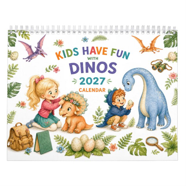 Calendário Pequenos Exploradores & Dinossauros Fofos – Crianç (Capa)