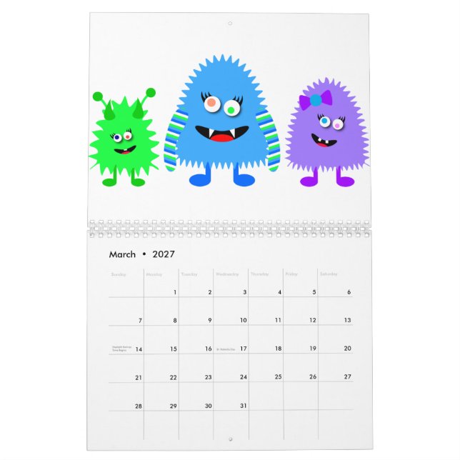Calendário Pequenos Monstros Bonitos (Mar 2027)