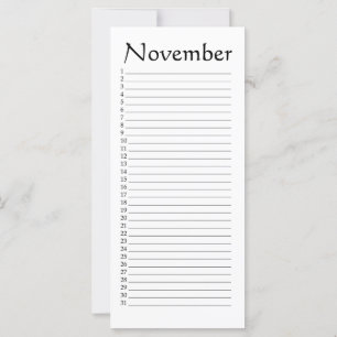 Calendário perpétuo novembro