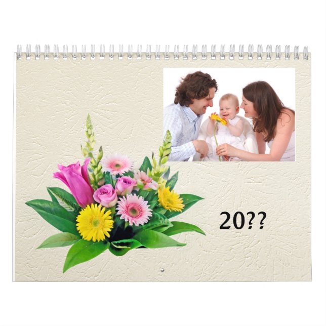 Calendário Personal Photos with small Frame and Flowers (Capa)