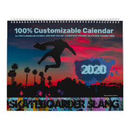 Calendário Personalização do Skaterboarder Slang
