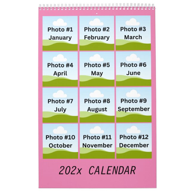 Calendário Personalização minimalista de colagem de fotos mod (Capa)