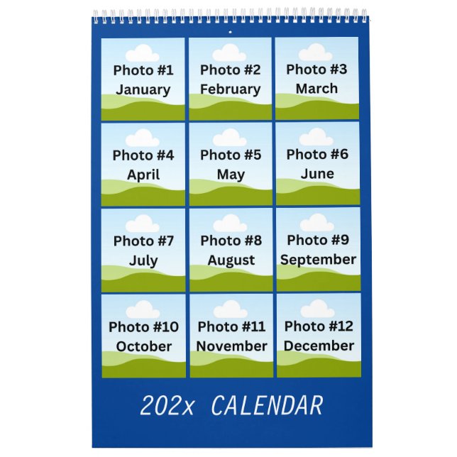 Calendário Personalização minimalista de colagem de fotos mod (Capa)