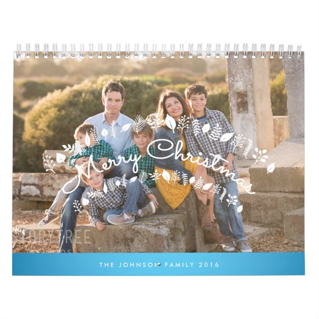 Calendário Personalizado 2016 Azul Feliz Natal (Capa)