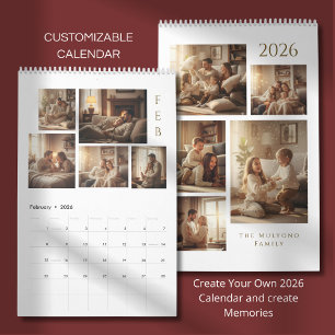 Calendário Personalizado 2026 Moderno & Elegante