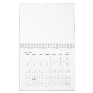 Calendário Personalizado 5,5" L x 7" W Números Grandes