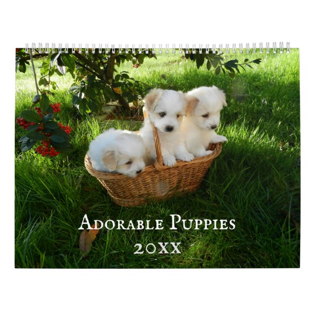 Calendário Personalizado Adorável de Puppies (Verso)
