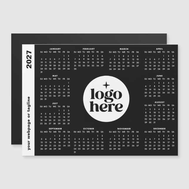 Calendário Personalizado de 2027 com Cor da Empres (Frente/Verso)
