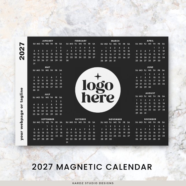 Calendário Personalizado de 2027 com Cor da Empres (Customize calendar with your own logo, custom text, or website.)