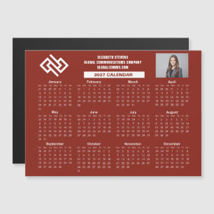 Calendário Personalizado de 2027 da Empresa Vermel